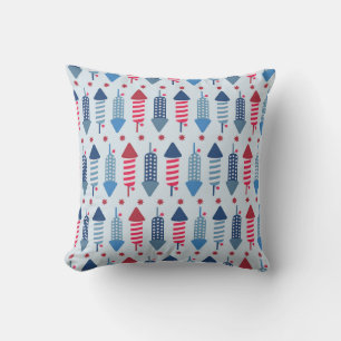 Festive Fireworks Rocket Pattern Cushion
