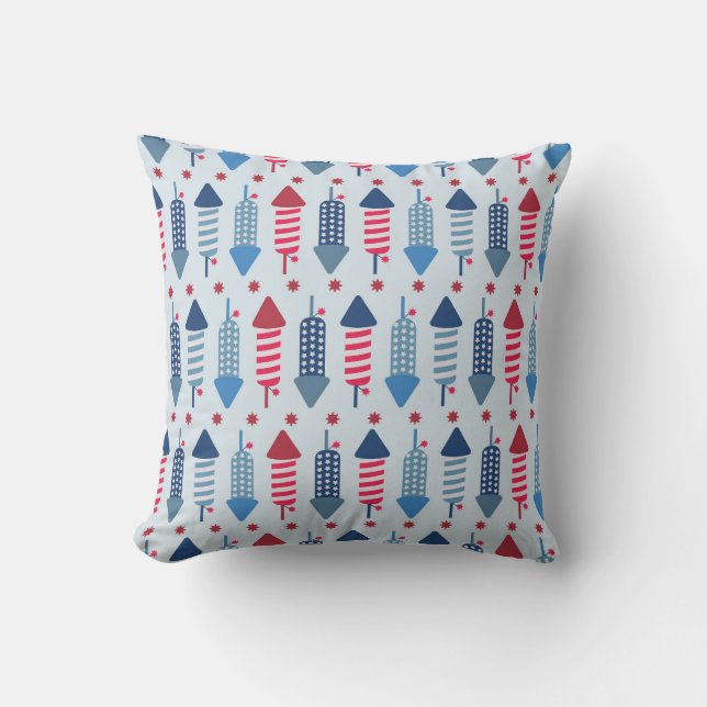 Festive Fireworks Rocket Pattern Cushion (Front)