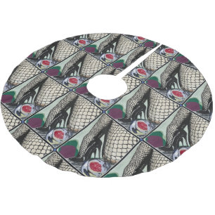 'Festive Fishnets' Painting on a  Brushed Polyester Tree Skirt