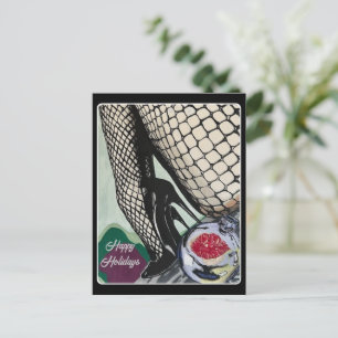 'Festive Fishnets' Painting on a  Postcard