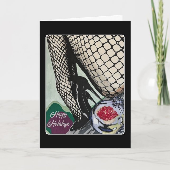 'Festive Fishnets' Painting on a  Thank You Card (Front)