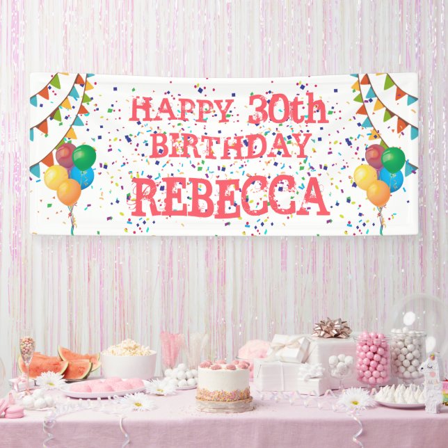 Festive Flair: Personalised Confetti Birthday Bann Banner (Party)