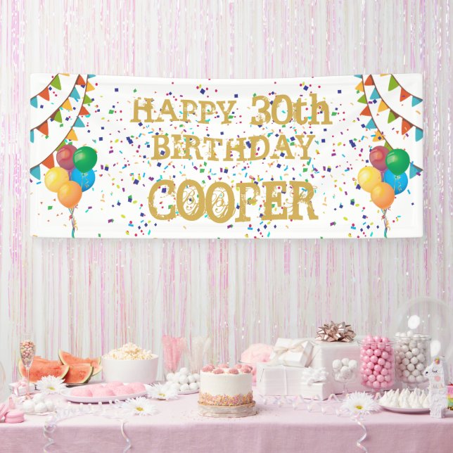 Festive Flair: Personalised Confetti Birthday Bann Banner (Party)