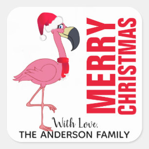 Festive Flamingo Christmas Label