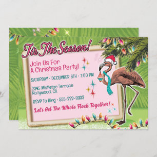 Festive Flamingo Christmas Party Invitations