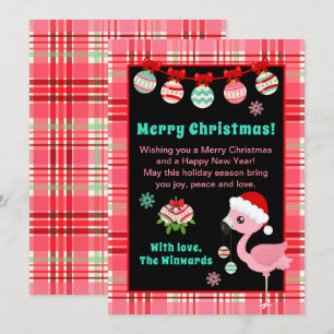 Festive Flamingo Merry Christmas Holiday Card