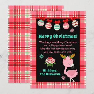 Festive Flamingo Merry Christmas Holiday Card