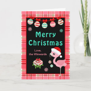 Festive Flamingo Merry Christmas Holiday Card