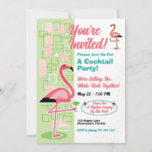 Festive Flamingo Party Invitations