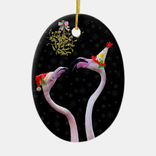 Festive Flamingos Ornament (Front)