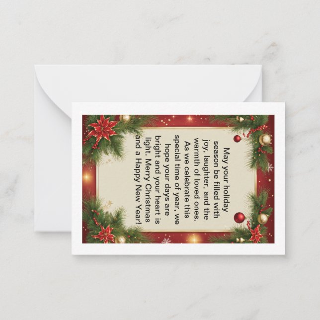 "Festive Flat Note Cards for a Merry Christmas" (Back)