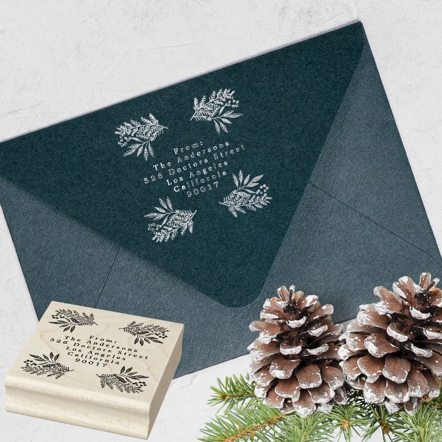 Festive Flora Merry Christmas Silver Ink Rubber Stamp (showcasing Ink Rubber Stamp - additional items (bought separately))