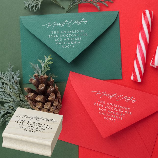 Festive Flora Merry Christmas Silver Ink Rubber Stamp (showcasing Ink Rubber Stamp - additional items (bought separately))