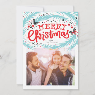 Festive Floral Berry Merry Christmas Holiday Card