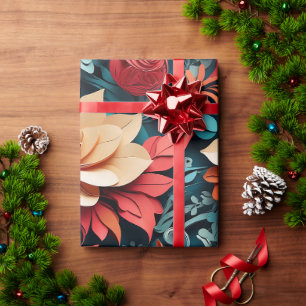 Festive Floral Elegance Wrapping Paper