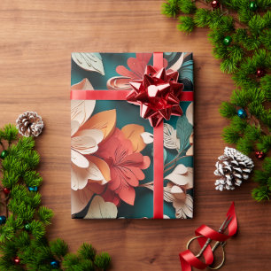 Festive Floral Elegance Wrapping Paper