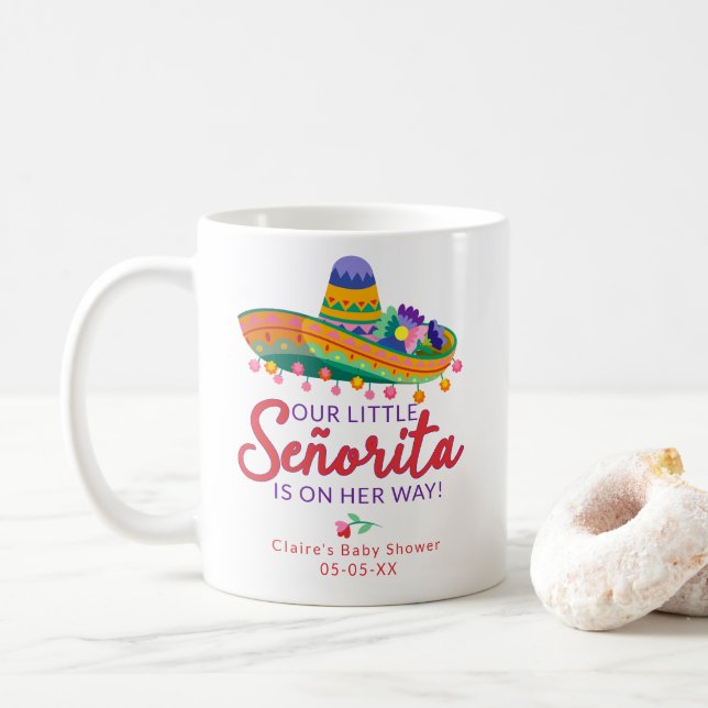 Festive Floral Fiesta Little Señorita Baby Shower Coffee Mug (With Donut)