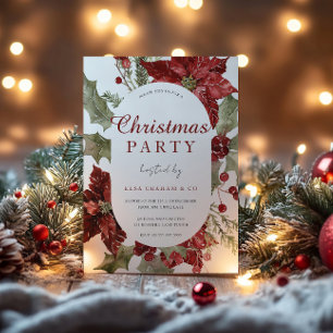 Festive Floral Frame Corporate Christmas Party Invitation