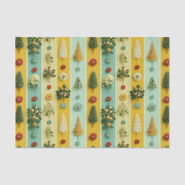 Festive Floral Holiday Pattern Tissue Paper (Front)