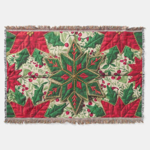 Festive Floral Patchwork Quilt: A Cosy Christmas Throw Blanket
