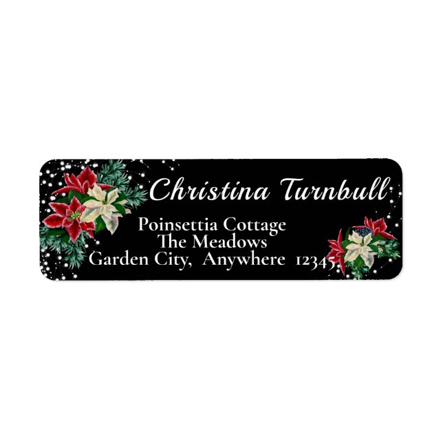 Festive Floral Poinsettia Black (Front)
