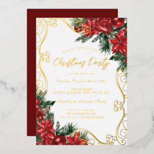 Festive Floral Swirl Green Red Christmas Party
