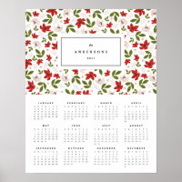 Festive Florals 16x20 2017 Yearly Calendar