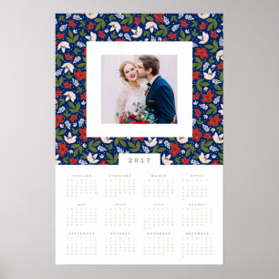 Festive Florals 16x24 2017 Yearly Photo Calendar Poster