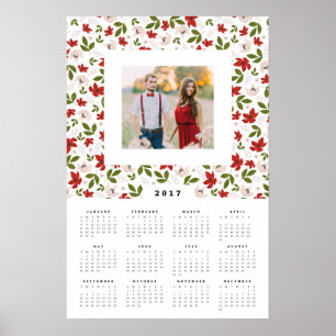 Festive Florals 16x24 2017 Yearly Photo Calendar Poster