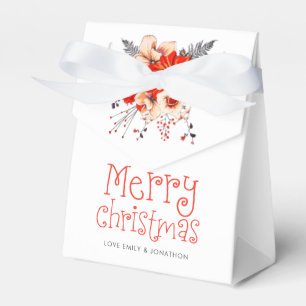Festive Florals Whimsical Names Merry Christmas Favour Box
