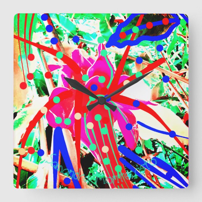 FESTIVE FLOWER ART Wall Clock #2 (Front)