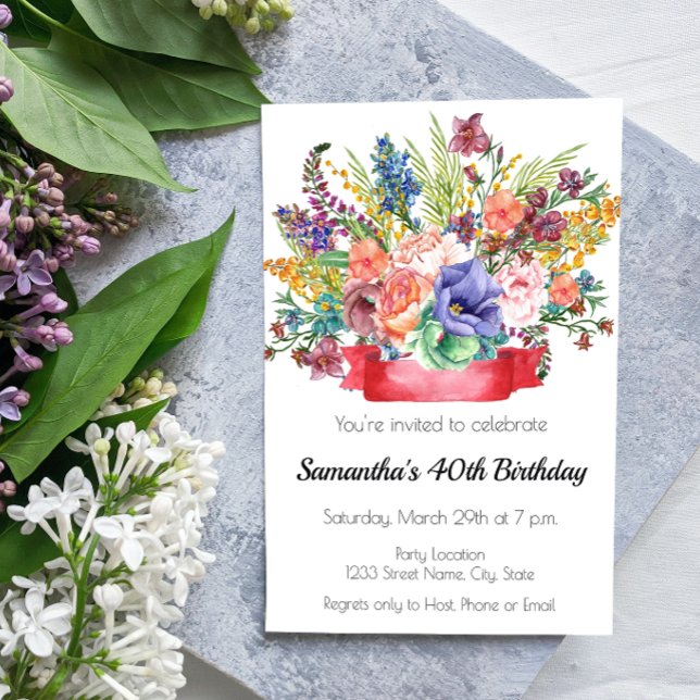 Festive Flower Birthday Invitation (Creator Uploaded)