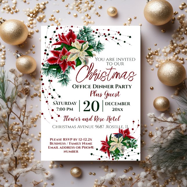 Festive Flower Company Office Christmas Party  Invitation (Creator Uploaded)
