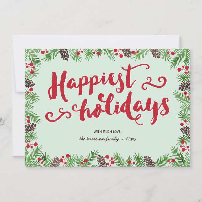 Festive Foliage | Calligraphy Holiday Non-Photo (Front)
