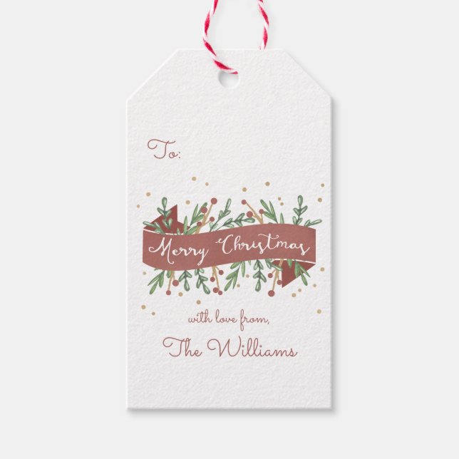 Festive Foliage Christmas Gift Tag (Front)