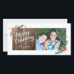 Festive Foliage Collection Holiday Card<br><div class="desc">Add an extra festive touch to your holiday greetings this year with this 1-photo photo card,  featuring hand lettered calligraphy and hand drawn foliage,  all on a rustic wooden background. Available in multiple colours.</div>