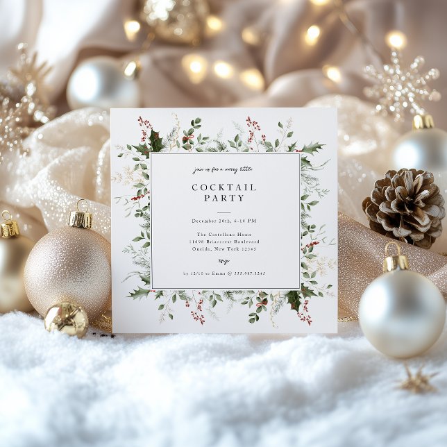 Festive Foliage Frame Holiday Party Invitation (Creator Uploaded)