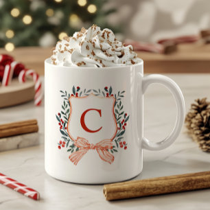 Festive Foliage Frame Monogram Coffee Mug