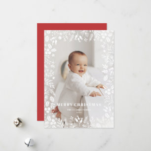 Festive Foliage Frame Overlay Christmas Photo Holiday Card