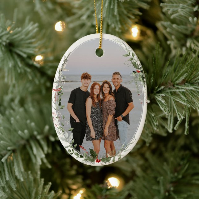 Festive Foliage Frame Photo Ceramic Tree Decoration (Tree)