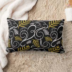 Festive Foliage Gold Art Deco Vintage Chic Holiday Lumbar Cushion