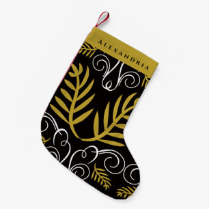 Festive Foliage Gold Art Deco Vintage Chic Holiday Small Christmas Stocking