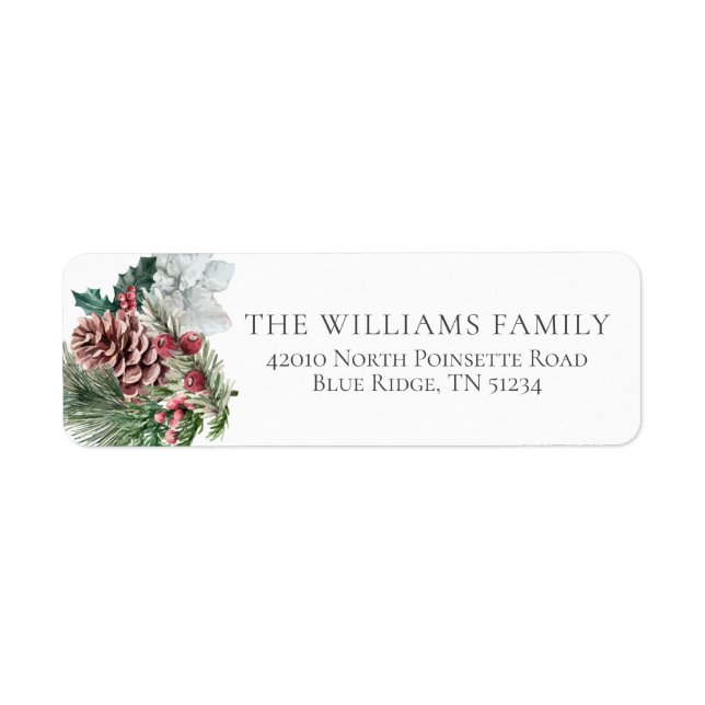 Festive Foliage Holiday Floral Return Address (Front)
