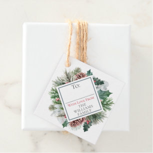 Festive Foliage Holiday Floral To / From Gift Favour Tags