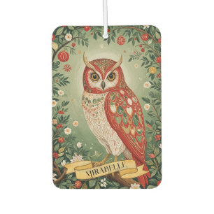 Festive Foliage Owl Personalised Car Air Freshener