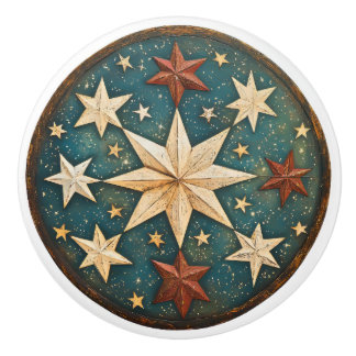 Festive Folk Art  Ceramic Knob