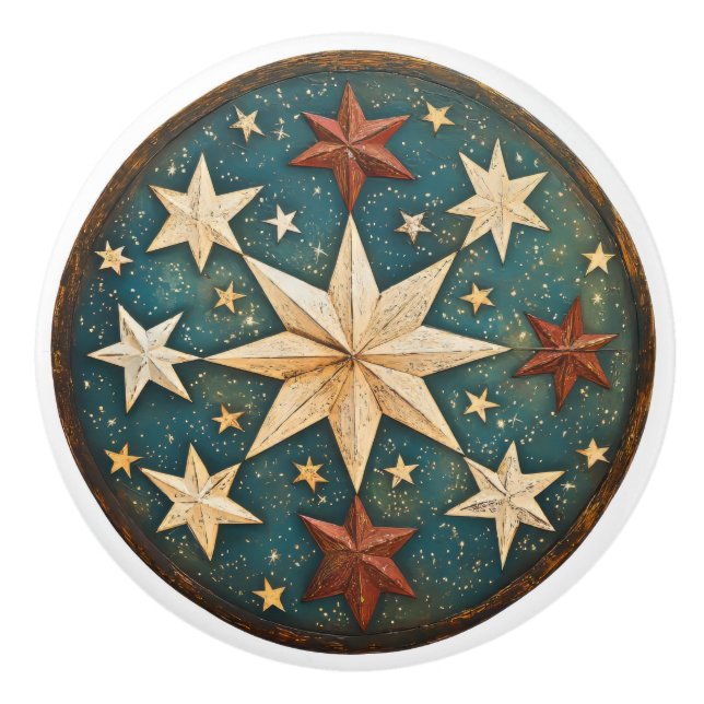 Festive Folk Art  Ceramic Knob (Front)