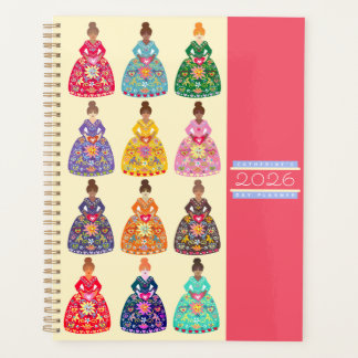 Festive Folk Art Ladies Daily Agenda Magenta 2026