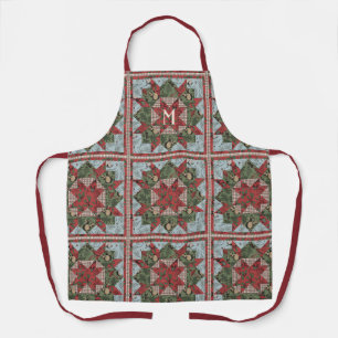Festive Forest Animals Patchwork Quilt Monogrammed Apron