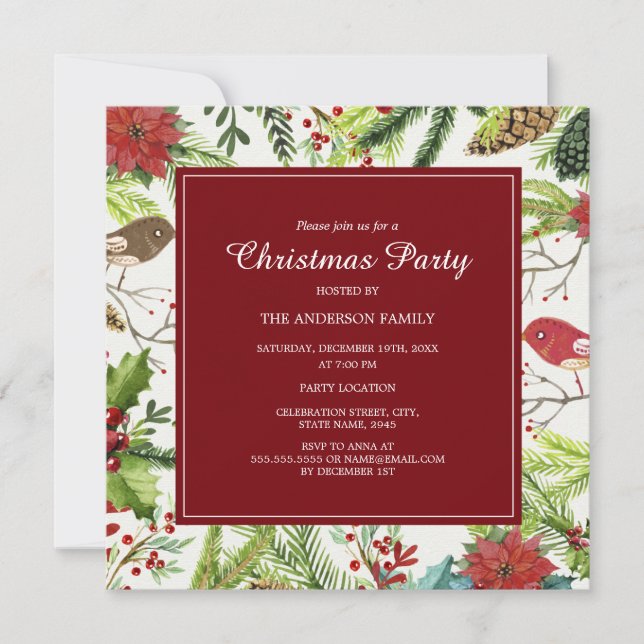 Festive Forest Christmas Party Invitation (Front)